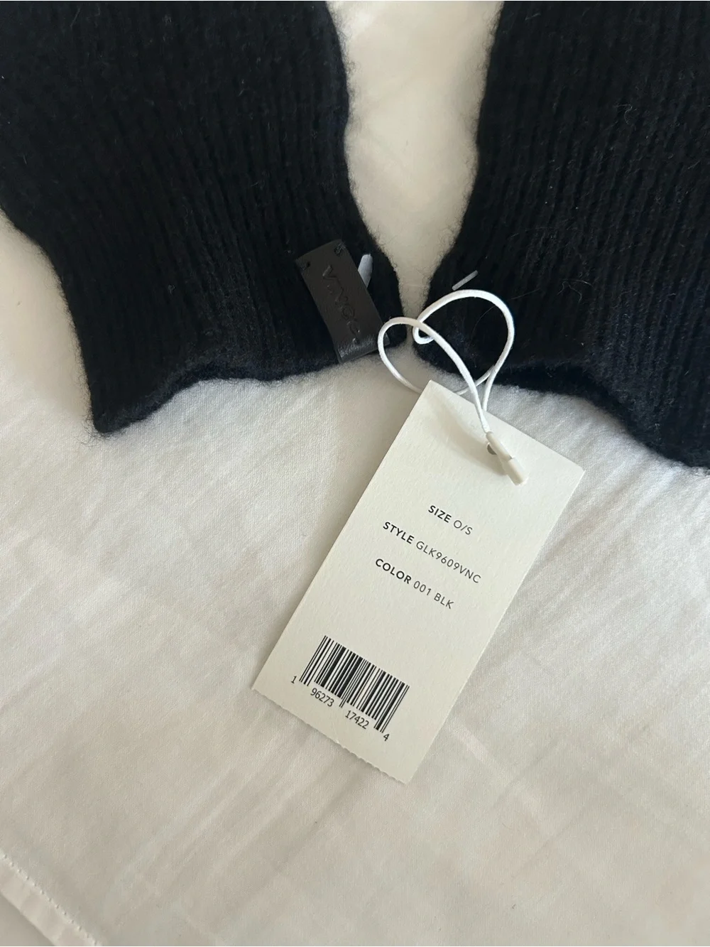 Vince Black Ribbed Fingerless 100% Cashmere Gloves